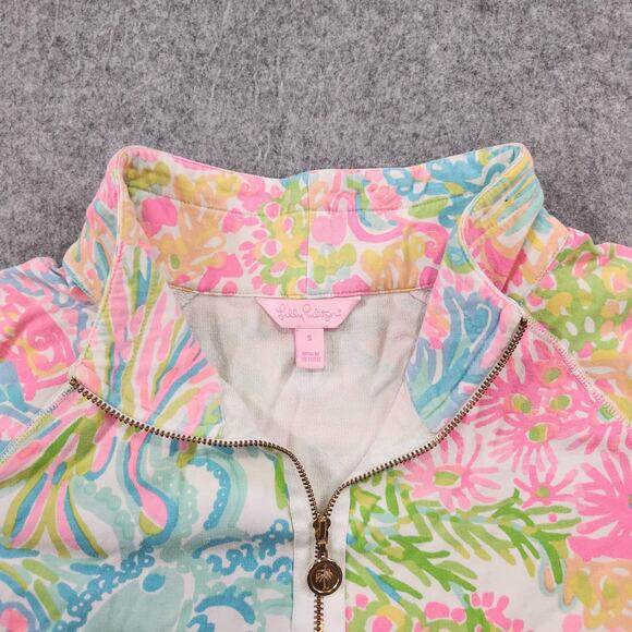 Lilly Pulitzer Skipper Popover Womens Small 1/2 Zip Coral UPF 50+ Sweatshirt - Picture 7 of 15
